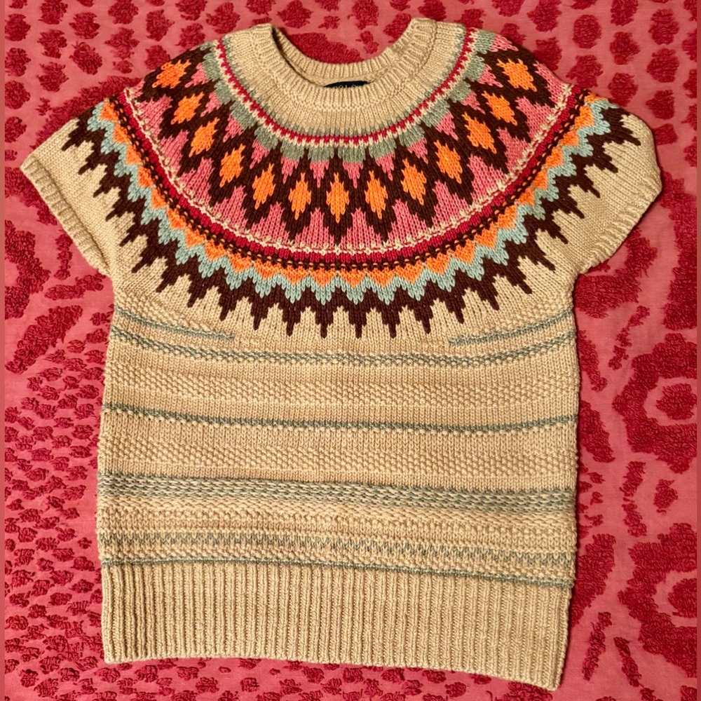 Polo Ralph Lauren Jacquard Short-Sleeve Sweater Sz Small - EXCELLENT CONDITION